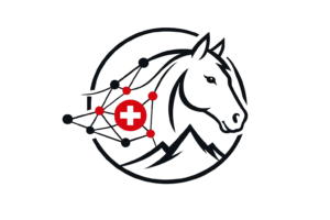 RossNetz-Logo mit Pferdekopf, Netzwerk und Schweizerkreuz